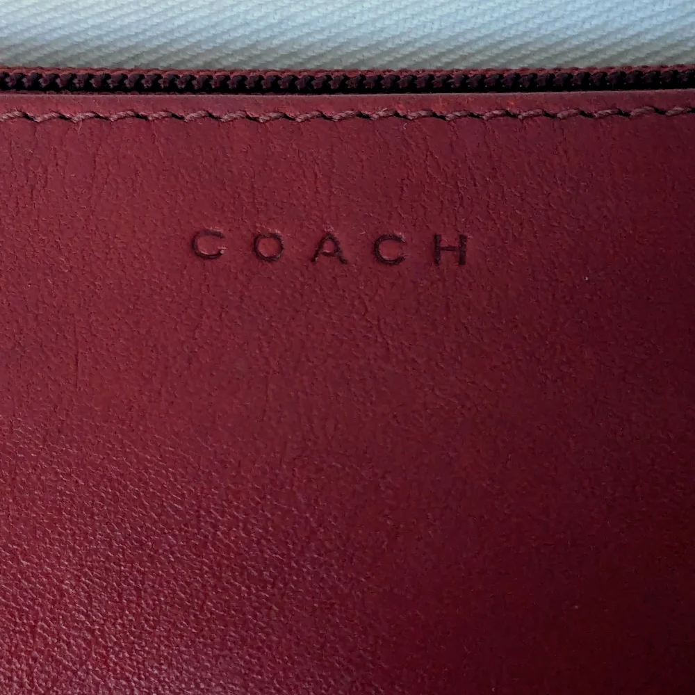 Vintage Coach Burgundy Leather Cosmetic Case Pouch Clutch